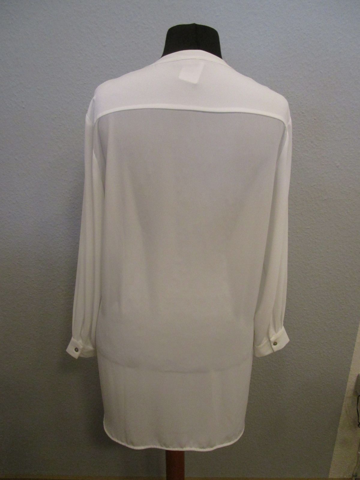 Janice & Jo Bluse V-Ausschnitt leicht transparent Langarm creme Gr.44 (Sch05-03)