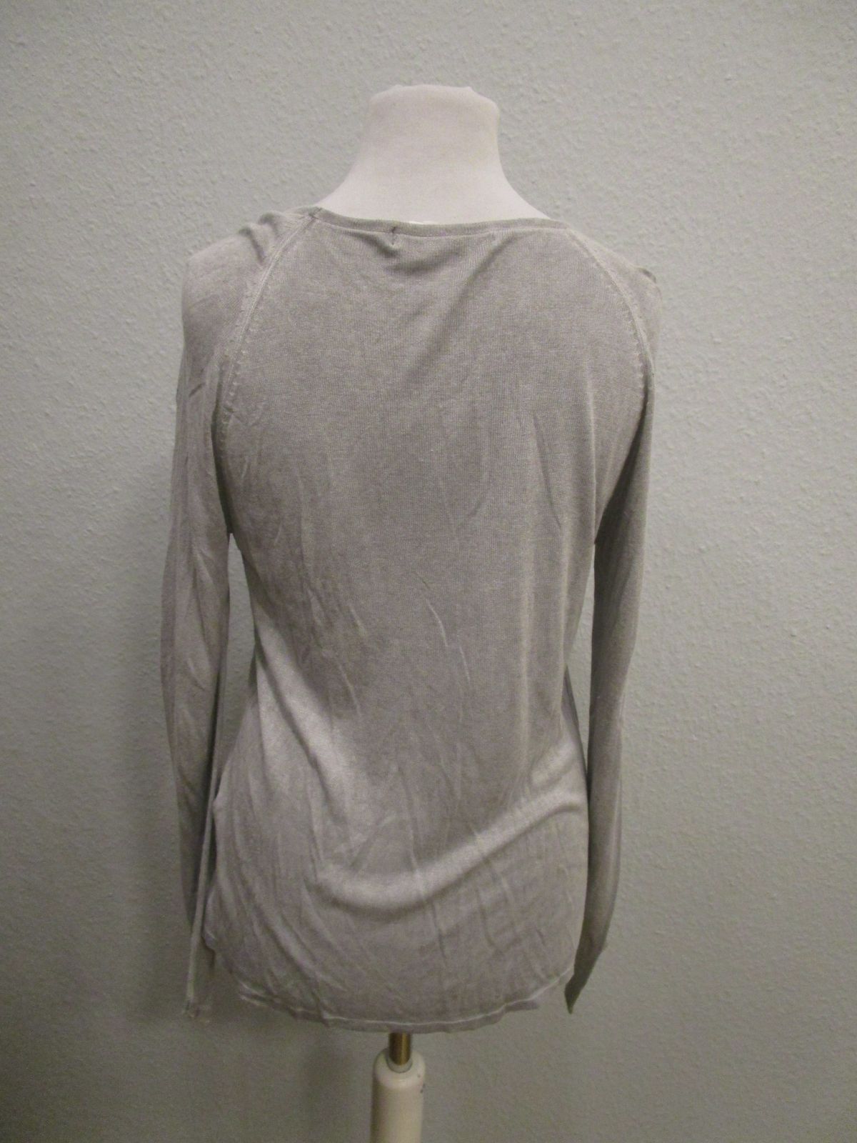 Monari dünner Strick Pullover Langarm silber-grau Glitzer Gr.40 (S49-Z12)